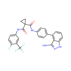 Nc1n[nH]c2cccc(-c3ccc(NC(=O)C4(C(=O)Nc5ccc(F)c(C(F)(F)F)c5)CC4)cc3)c12 ZINC000299867634