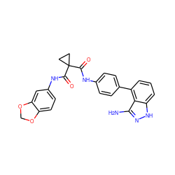 Nc1n[nH]c2cccc(-c3ccc(NC(=O)C4(C(=O)Nc5ccc6c(c5)OCO6)CC4)cc3)c12 ZINC001772574132