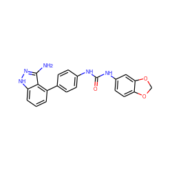 Nc1n[nH]c2cccc(-c3ccc(NC(=O)Nc4ccc5c(c4)OCO5)cc3)c12 ZINC000473154393