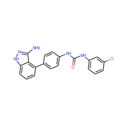 Nc1n[nH]c2cccc(-c3ccc(NC(=O)Nc4cccc(Cl)c4)cc3)c12 ZINC000036176951