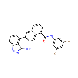 Nc1n[nH]c2cccc(-c3ccc4c(C(=O)Nc5cc(Br)cc(Br)c5)cccc4c3)c12 ZINC000169350190