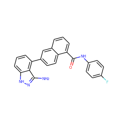 Nc1n[nH]c2cccc(-c3ccc4c(C(=O)Nc5ccc(F)cc5)cccc4c3)c12 ZINC000169350184