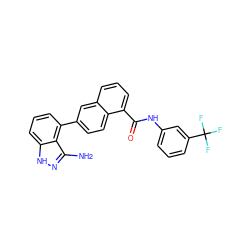 Nc1n[nH]c2cccc(-c3ccc4c(C(=O)Nc5cccc(C(F)(F)F)c5)cccc4c3)c12 ZINC000169350178