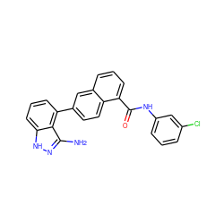 Nc1n[nH]c2cccc(-c3ccc4c(C(=O)Nc5cccc(Cl)c5)cccc4c3)c12 ZINC000169350187