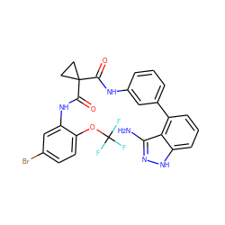 Nc1n[nH]c2cccc(-c3cccc(NC(=O)C4(C(=O)Nc5cc(Br)ccc5OC(F)(F)F)CC4)c3)c12 ZINC001772651885