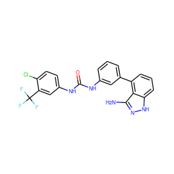 Nc1n[nH]c2cccc(-c3cccc(NC(=O)Nc4ccc(Cl)c(C(F)(F)F)c4)c3)c12 ZINC000473152379