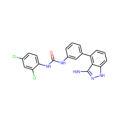 Nc1n[nH]c2cccc(-c3cccc(NC(=O)Nc4ccc(Cl)cc4Cl)c3)c12 ZINC000473144896