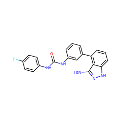 Nc1n[nH]c2cccc(-c3cccc(NC(=O)Nc4ccc(F)cc4)c3)c12 ZINC000473153047