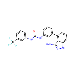 Nc1n[nH]c2cccc(-c3cccc(NC(=O)Nc4cccc(C(F)(F)F)c4)c3)c12 ZINC000473152644