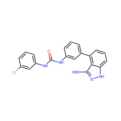 Nc1n[nH]c2cccc(-c3cccc(NC(=O)Nc4cccc(Cl)c4)c3)c12 ZINC000473147503