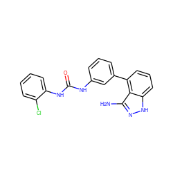 Nc1n[nH]c2cccc(-c3cccc(NC(=O)Nc4ccccc4Cl)c3)c12 ZINC000473150244