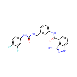 Nc1n[nH]c2cccc(C(=O)Nc3cccc(CNC(=O)Nc4ccc(F)c(F)c4)c3)c12 ZINC000084703946