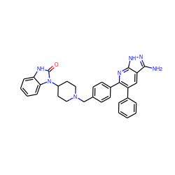 Nc1n[nH]c2nc(-c3ccc(CN4CCC(n5c(=O)[nH]c6ccccc65)CC4)cc3)c(-c3ccccc3)cc12 ZINC000029126919