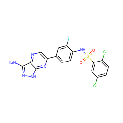 Nc1n[nH]c2nc(-c3ccc(NS(=O)(=O)c4cc(Cl)ccc4Cl)c(F)c3)cnc12 ZINC000103256107