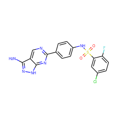 Nc1n[nH]c2nc(-c3ccc(NS(=O)(=O)c4cc(Cl)ccc4F)cc3)ncc12 ZINC000299828188