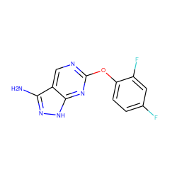 Nc1n[nH]c2nc(Oc3ccc(F)cc3F)ncc12 ZINC000071340570