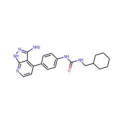 Nc1n[nH]c2nccc(-c3ccc(NC(=O)NCC4CCCCC4)cc3)c12 ZINC000029129384