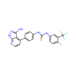 Nc1n[nH]c2nccc(-c3ccc(NC(=O)Nc4ccc(F)c(C(F)(F)F)c4)cc3)c12 ZINC000029129232