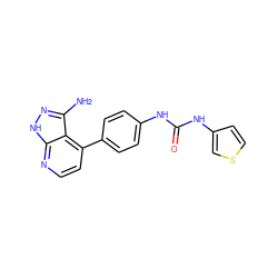 Nc1n[nH]c2nccc(-c3ccc(NC(=O)Nc4ccsc4)cc3)c12 ZINC000029129478