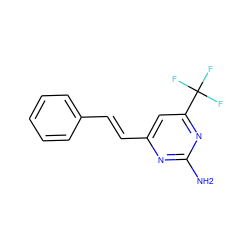 Nc1nc(/C=C/c2ccccc2)cc(C(F)(F)F)n1 ZINC000058519919