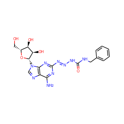 Nc1nc(/N=N/NC(=O)NCc2ccccc2)nc2c1ncn2[C@@H]1O[C@H](CO)[C@@H](O)[C@H]1O ZINC000013517422