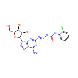 Nc1nc(/N=N/NC(=O)Nc2ccccc2Cl)nc2c1ncn2[C@@H]1O[C@H](CO)[C@@H](O)[C@H]1O ZINC000013517400