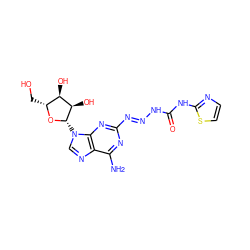 Nc1nc(/N=N/NC(=O)Nc2nccs2)nc2c1ncn2[C@@H]1O[C@H](CO)[C@@H](O)[C@H]1O ZINC000013517434