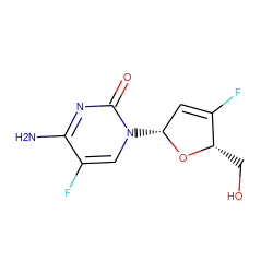 Nc1nc(=O)n([C@@H]2C=C(F)[C@H](CO)O2)cc1F ZINC000003581688