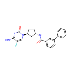 Nc1nc(=O)n([C@H]2CC[C@H](NC(=O)c3cccc(-c4ccccc4)c3)C2)cc1F ZINC000049021250