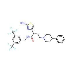 Nc1nc([C@H](CCN2CCC(c3ccccc3)CC2)C(=O)NCc2cc(C(F)(F)F)cc(C(F)(F)F)c2)cs1 ZINC000028702674