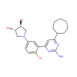 Nc1nc(-c2cc(N3C[C@H](O)[C@@H](O)C3)ccc2O)cc(C2CCCCCC2)n1 ZINC000072109273