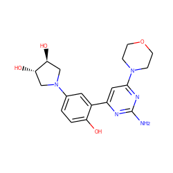 Nc1nc(-c2cc(N3C[C@H](O)[C@@H](O)C3)ccc2O)cc(N2CCOCC2)n1 ZINC000072110142