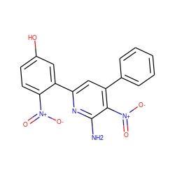 Nc1nc(-c2cc(O)ccc2[N+](=O)[O-])cc(-c2ccccc2)c1[N+](=O)[O-] ZINC000005001317