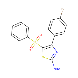 Nc1nc(-c2ccc(Br)cc2)c(S(=O)(=O)c2ccccc2)s1 ZINC000000626958