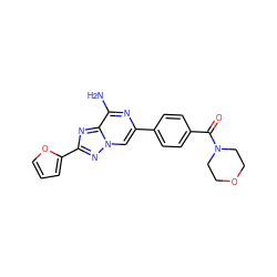 Nc1nc(-c2ccc(C(=O)N3CCOCC3)cc2)cn2nc(-c3ccco3)nc12 ZINC000028525563