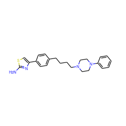 Nc1nc(-c2ccc(CCCCN3CCN(c4ccccc4)CC3)cc2)cs1 ZINC000027992410