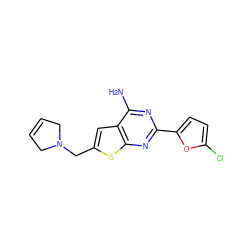 Nc1nc(-c2ccc(Cl)o2)nc2sc(CN3CC=CC3)cc12 ZINC000118605375