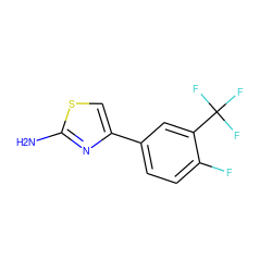 Nc1nc(-c2ccc(F)c(C(F)(F)F)c2)cs1 ZINC000029048676