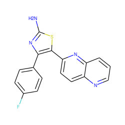 Nc1nc(-c2ccc(F)cc2)c(-c2ccc3ncccc3n2)s1 ZINC000012365470