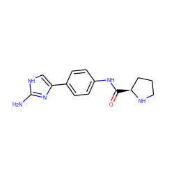 Nc1nc(-c2ccc(NC(=O)[C@H]3CCCN3)cc2)c[nH]1 ZINC000103267339