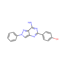 Nc1nc(-c2ccc(O)cc2)nc2cn(-c3ccccc3)nc12 ZINC000653753175