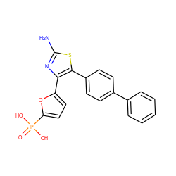 Nc1nc(-c2ccc(P(=O)(O)O)o2)c(-c2ccc(-c3ccccc3)cc2)s1 ZINC000066112503