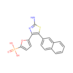 Nc1nc(-c2ccc(P(=O)(O)O)o2)c(-c2ccc3ccccc3c2)s1 ZINC000066101316