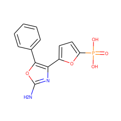 Nc1nc(-c2ccc(P(=O)(O)O)o2)c(-c2ccccc2)o1 ZINC000169321409