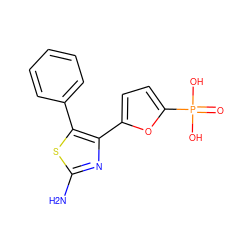 Nc1nc(-c2ccc(P(=O)(O)O)o2)c(-c2ccccc2)s1 ZINC000040979759