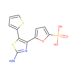 Nc1nc(-c2ccc(P(=O)(O)O)o2)c(-c2cccs2)s1 ZINC000066102095