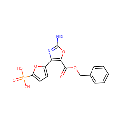 Nc1nc(-c2ccc(P(=O)(O)O)o2)c(C(=O)OCc2ccccc2)o1 ZINC000169326718