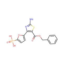 Nc1nc(-c2ccc(P(=O)(O)O)o2)c(C(=O)OCc2ccccc2)s1 ZINC000066111526