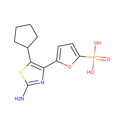 Nc1nc(-c2ccc(P(=O)(O)O)o2)c(C2CCCC2)s1 ZINC000066113403