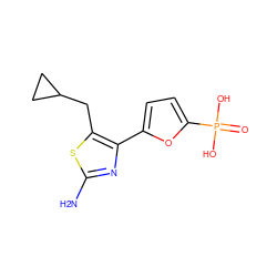 Nc1nc(-c2ccc(P(=O)(O)O)o2)c(CC2CC2)s1 ZINC000066113405